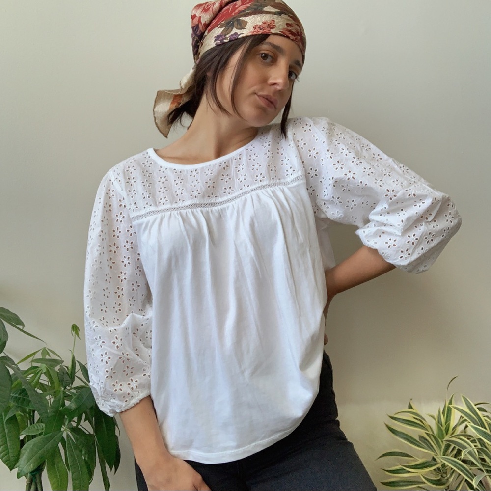 J. Crew NWT Eyelet Sleeve Shirt